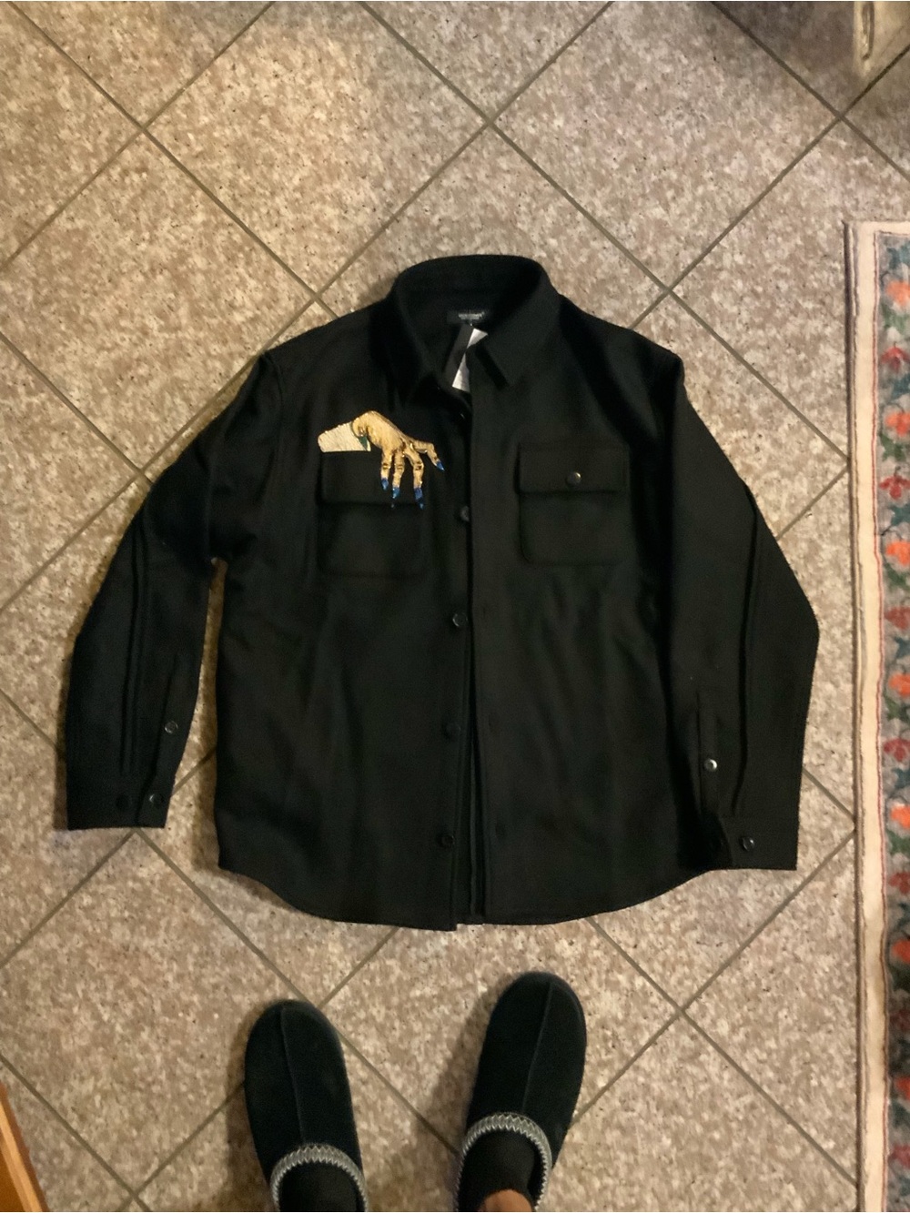 Undercover Black Button-Down Shirt with Hand Detail